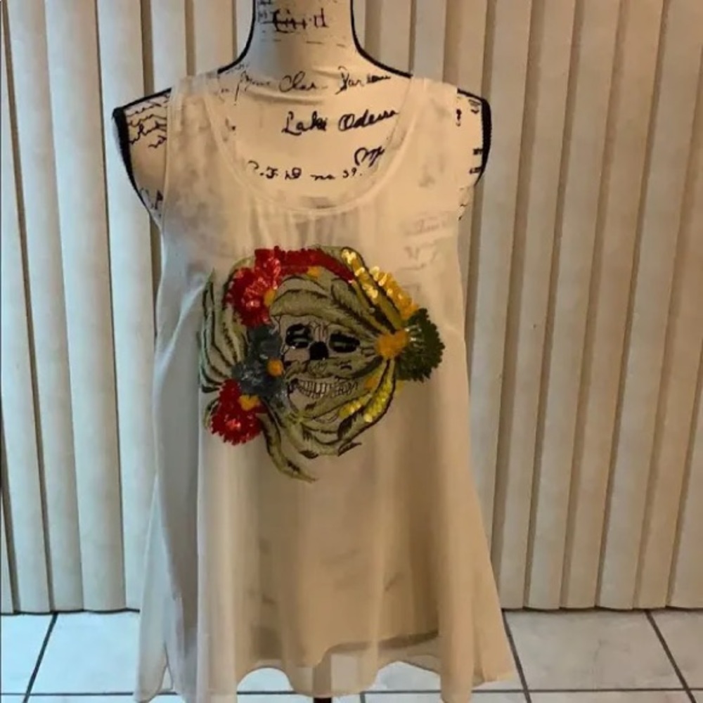 Andrew Charles sequin skull tank